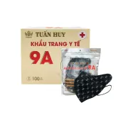 Khẩu Trang 9A Mask Tuấn Huy Đen Họa Tiết